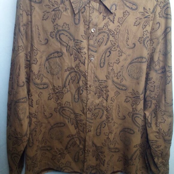 White Stag Shirt M Women Button Up Long Sleeve Suede Paisley Print Brown - Picture 8 of 16